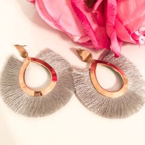 NWOT Gray and Gold Fringe Earrings